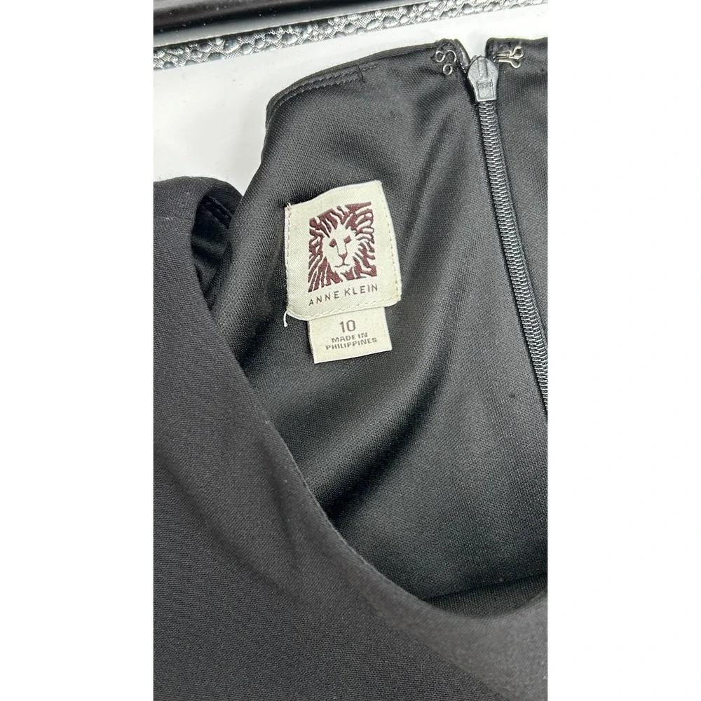 Anne Klein Women Black Tan Colorblock Cap Sleeve Fit Flare Dress Size 10 Career - Picture 8 of 8